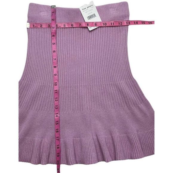 Free‎ People Short Mini Skirt Womens MEDIUM Lilac Purple Rib Stretchy Flare NEW - Picture 3 of 10